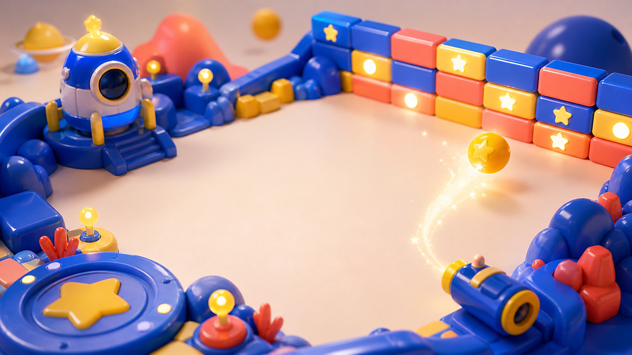 Bright tactical game backdrop for Starlight Bricks