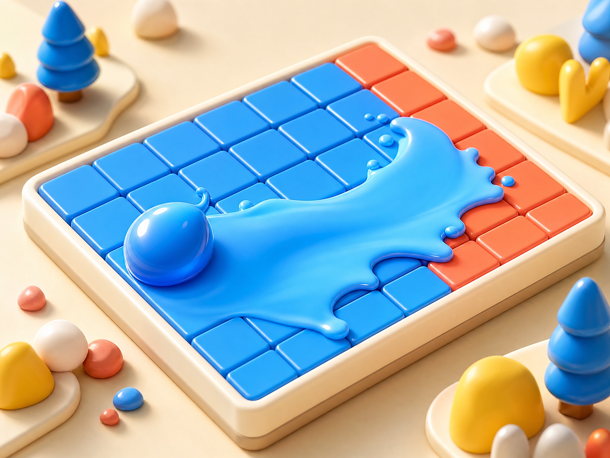 Colorful puzzle grid representing Color Flood Grid