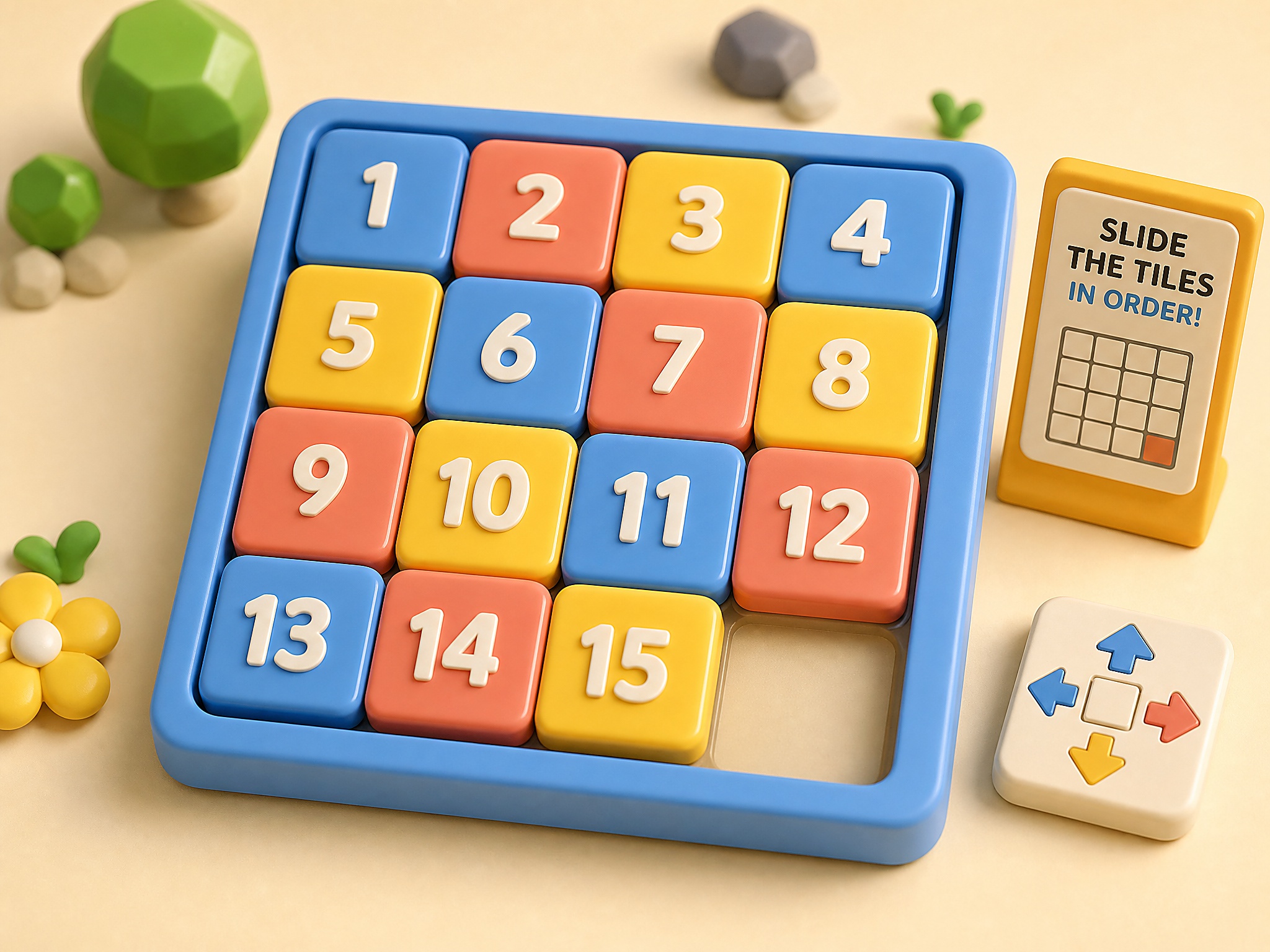 Numbered sliding tile grid representing Fifteen Puzzle