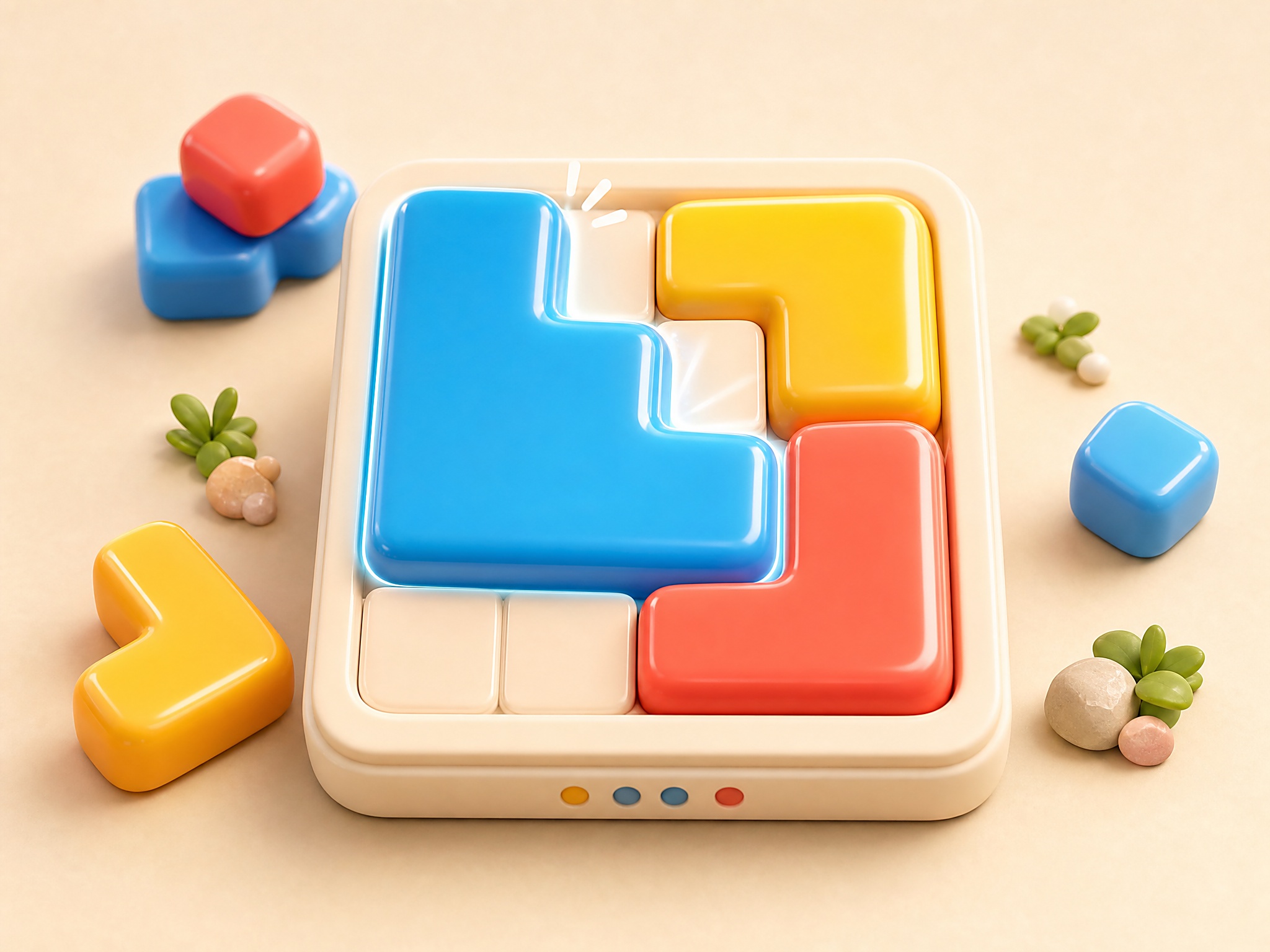 Jelly puzzle pieces merging on a tactile board