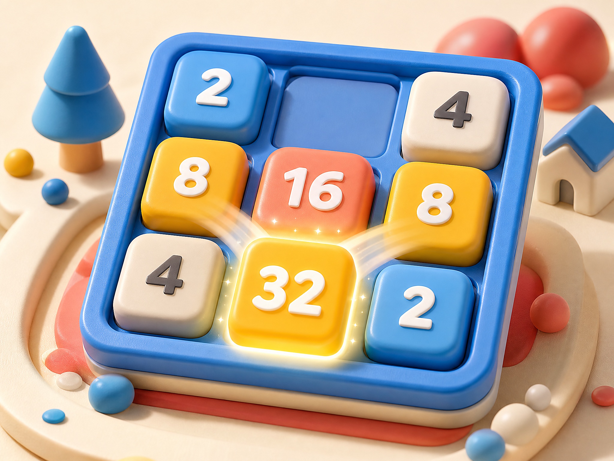 Number puzzle board representing Number Merge 2048